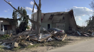 Devastation in Greenfield, Iowa after a tornado cause multiple fatalities and destroyed a large portion of the town. (A screen grab from video by Monte Goodyk)